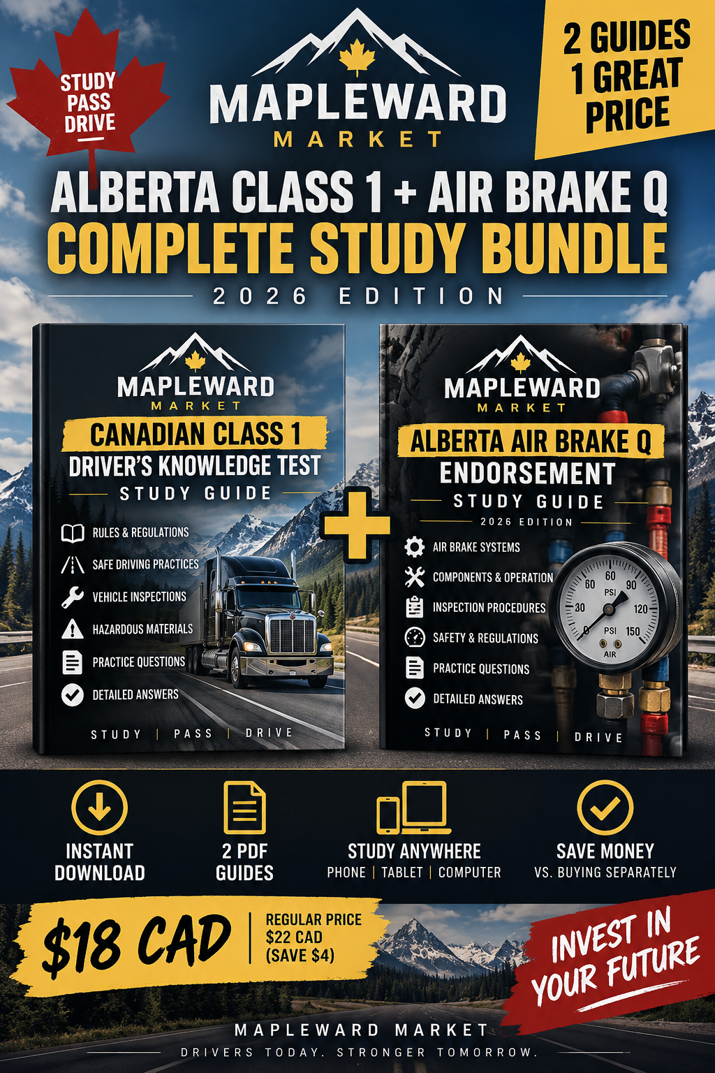Alberta Class 1 + Air Brake Q Complete Study Bundle – 2026